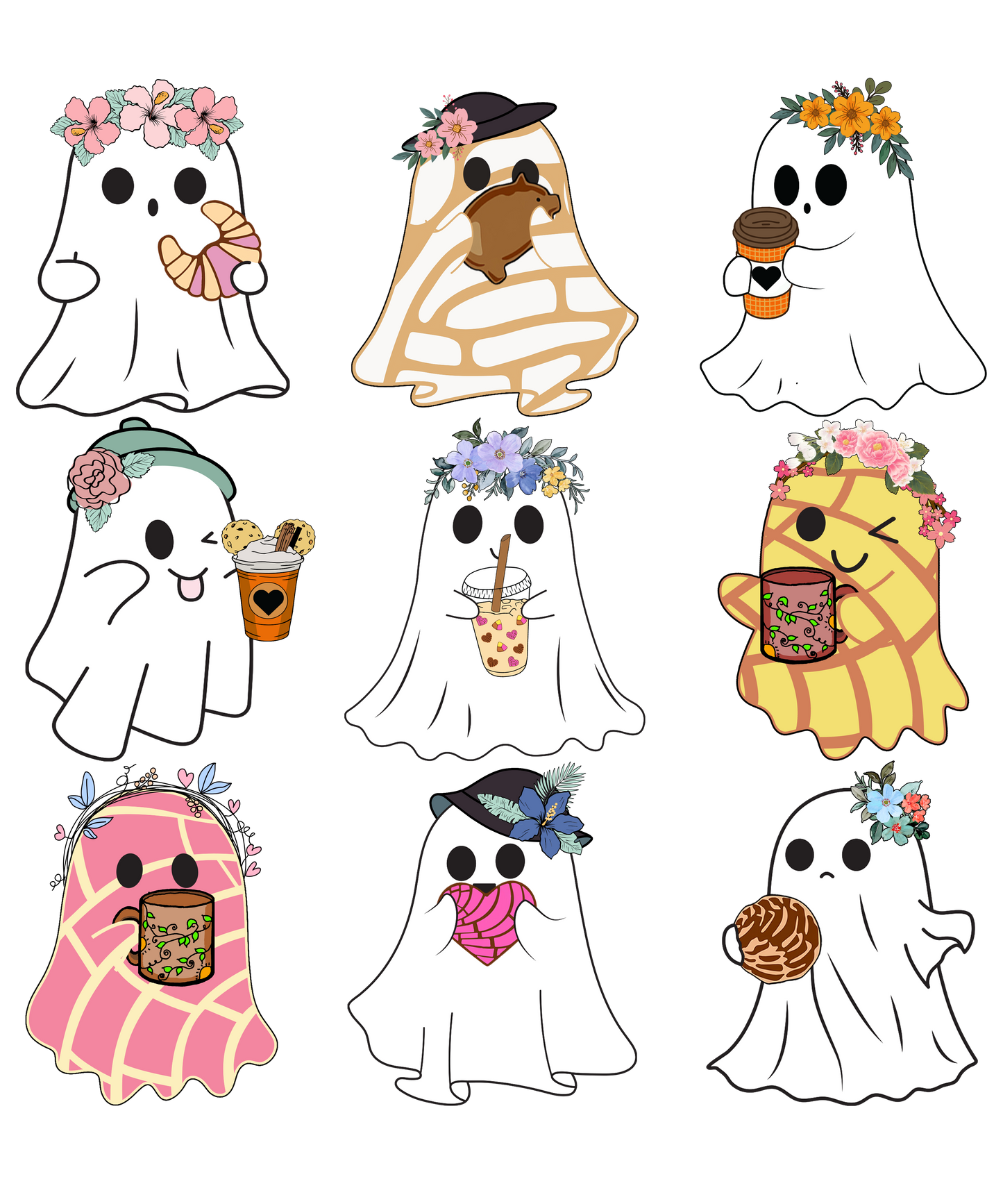 Concha Halloween Ghost T-Shirt Layouts